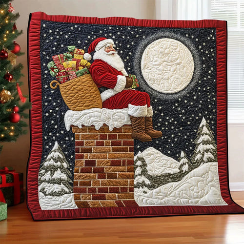Midnight Gift Santa Quilt Blanket