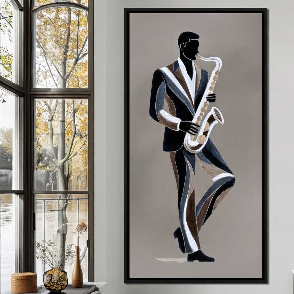 Midnight Jazz Sax Player Elegance Canvas Wall Art