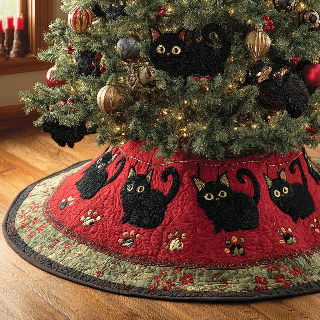 Midnight Noel Christmas Quilted Tree Skirt