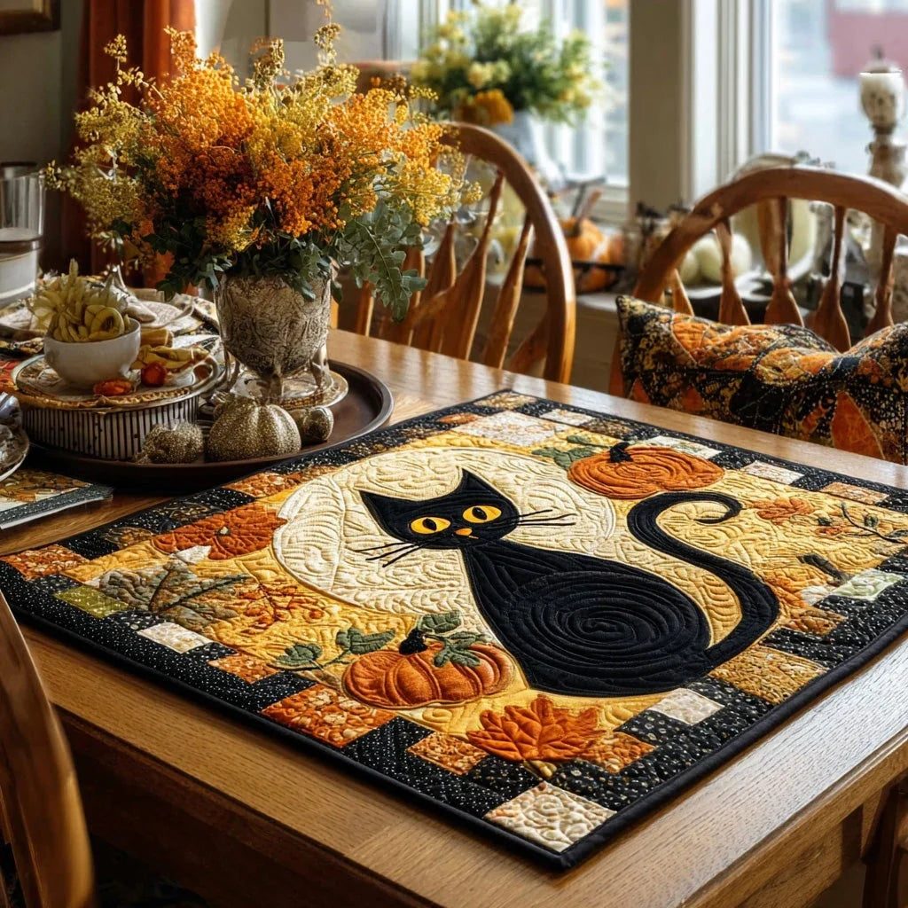 Midnight Pumpkin Quilted Table Topper
