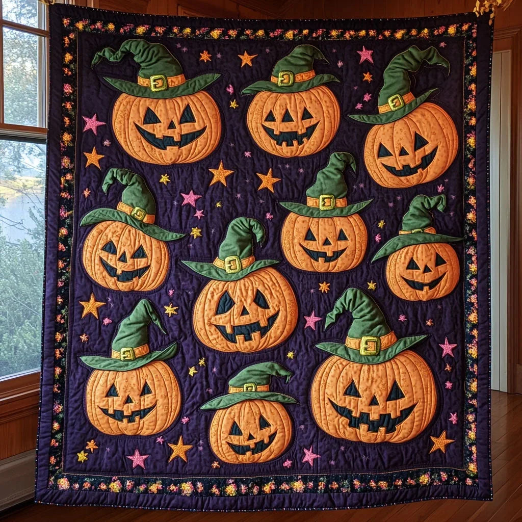 Midnight Pumpkins Quilt Blanket