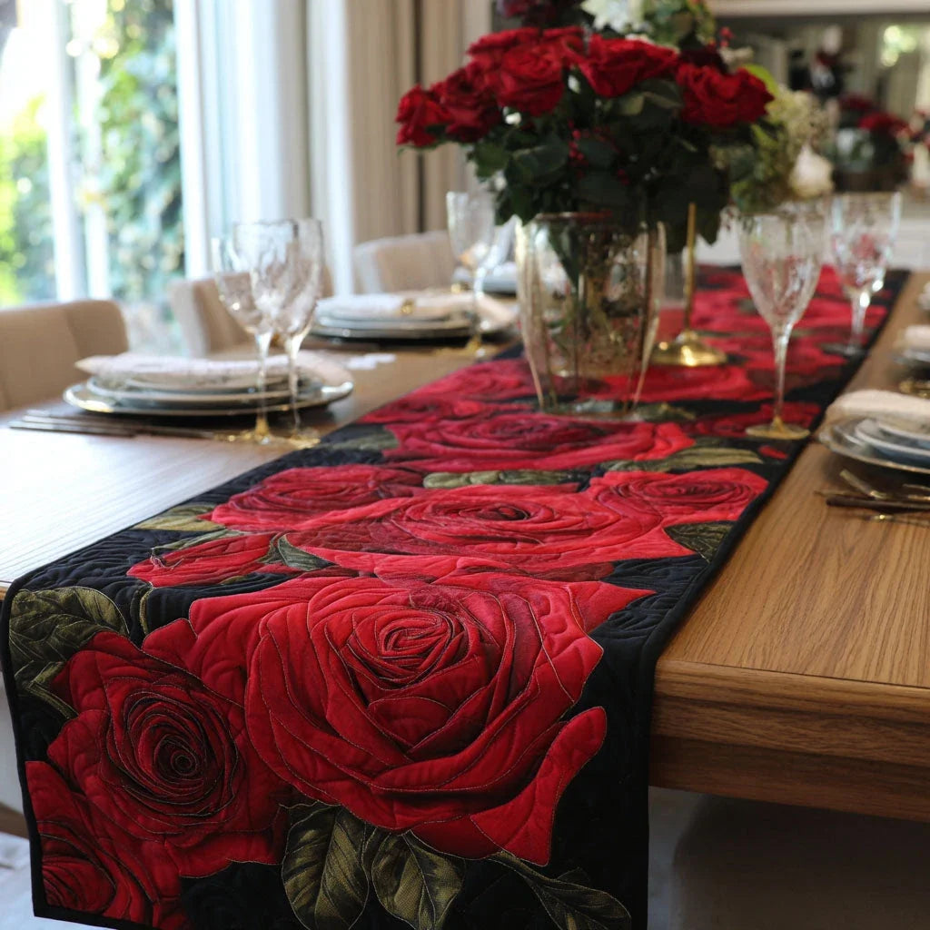 Midnight Rose Quilted Table Runner