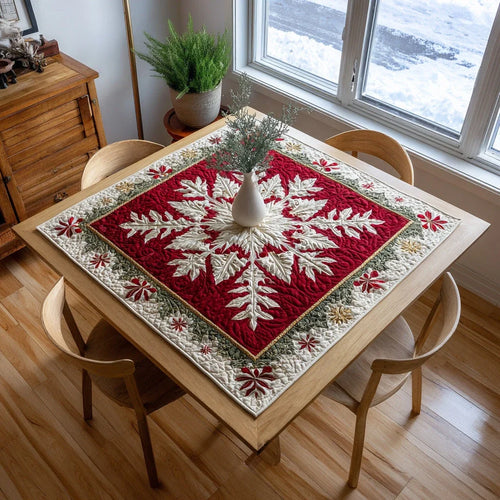 Midnight Snowflake Blossom Quilted Table Topper
