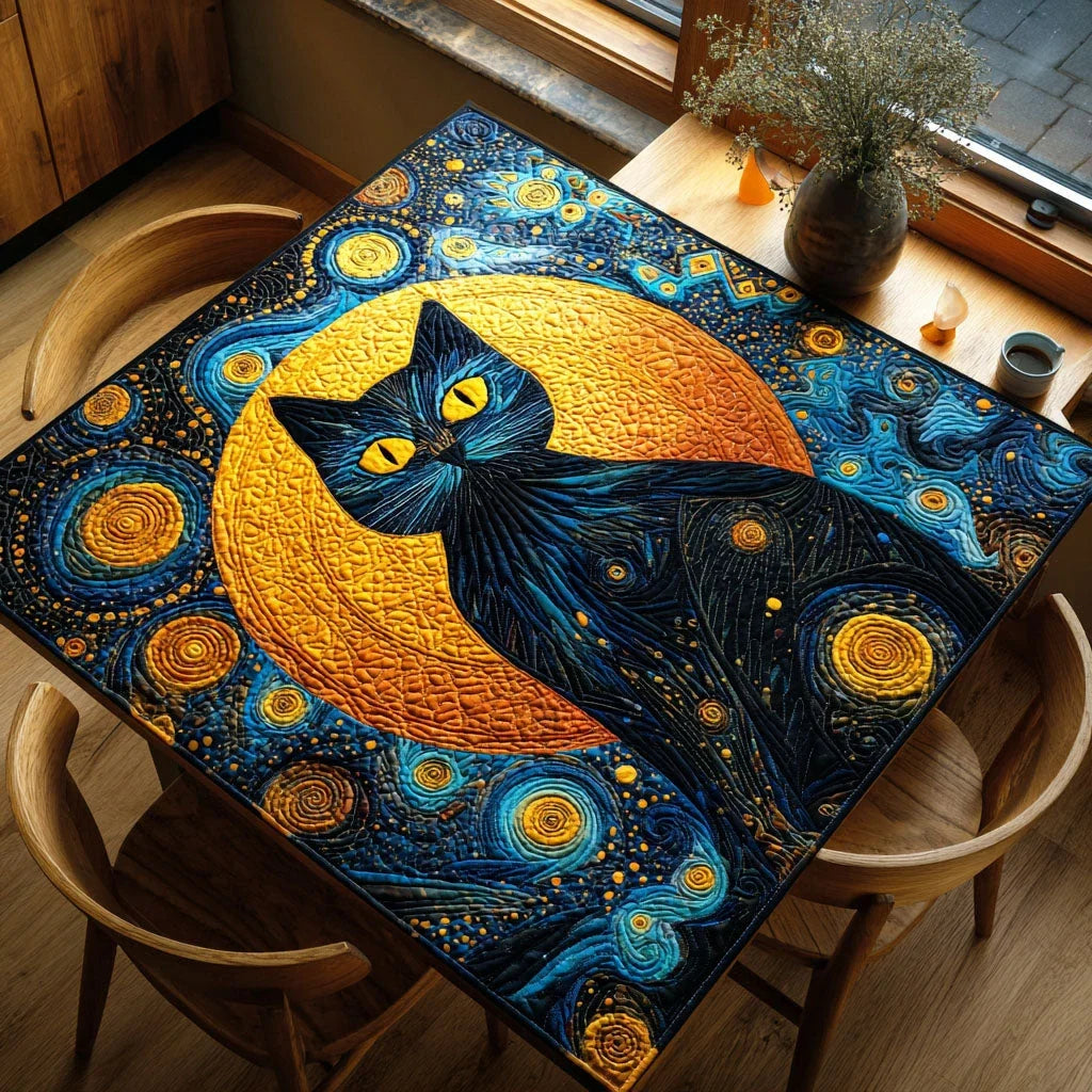 Midnight Whisker Quilted Table Topper