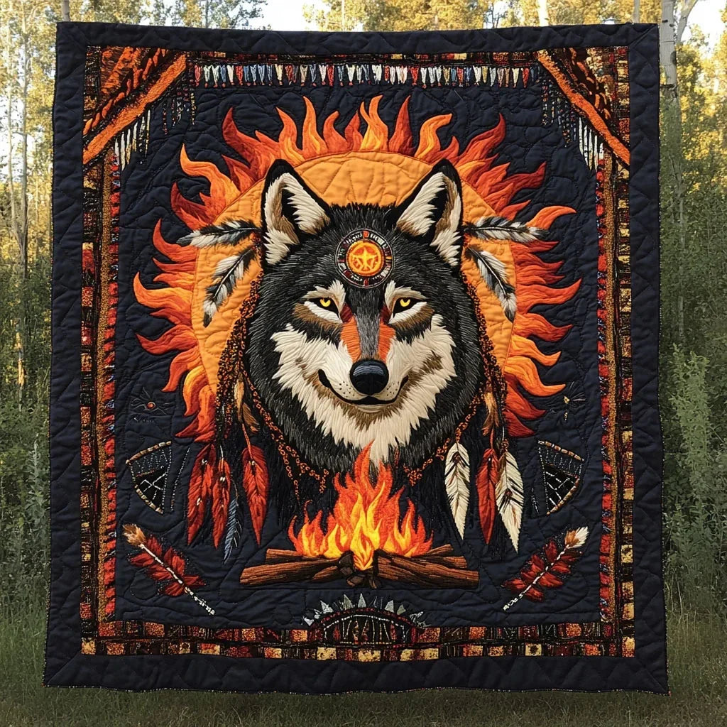 Midnight Wolf Quilt Blanket