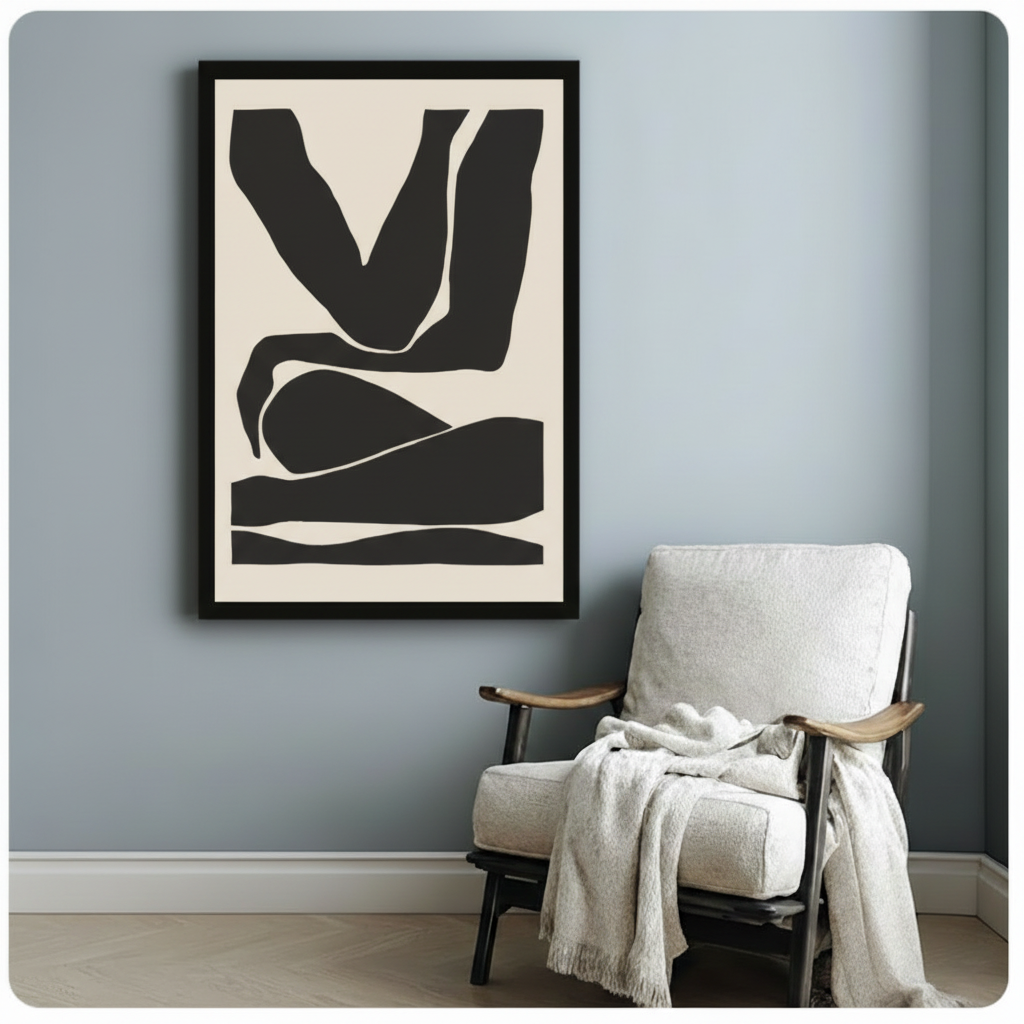 Minimalist Abstract Figure Black Canvas Art Wall Art