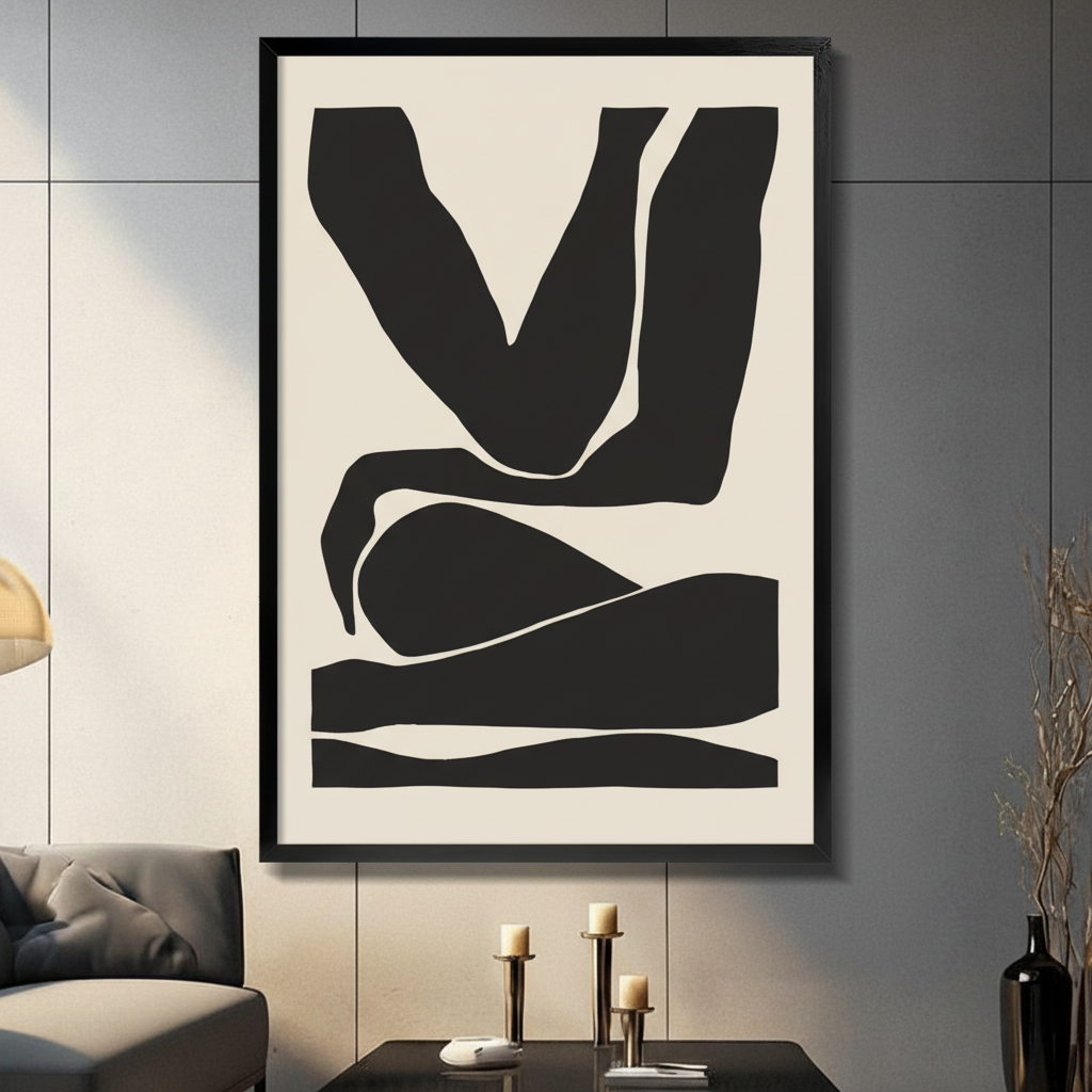 Minimalist Abstract Figure Black Canvas Art Wall Art