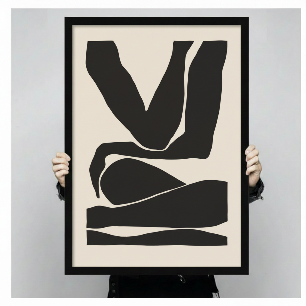 Minimalist Abstract Figure Black Canvas Art Wall Art