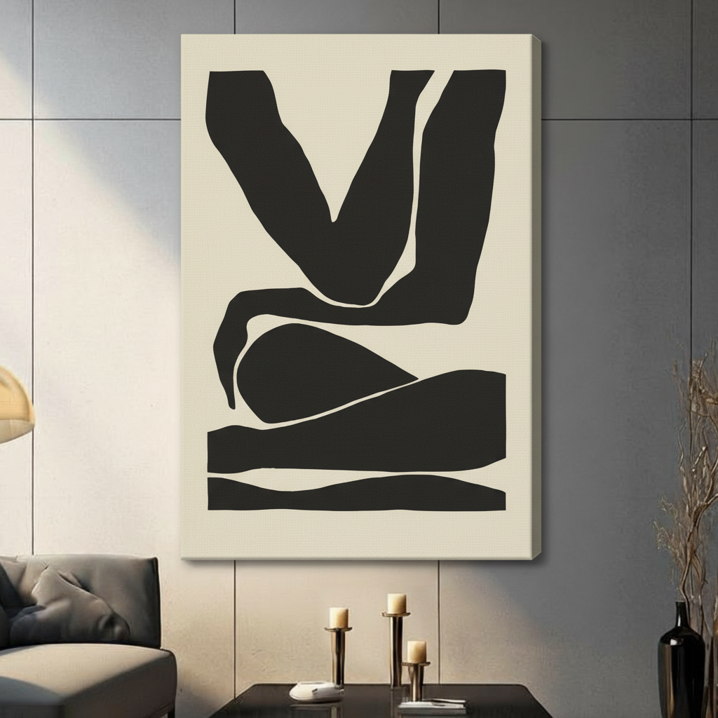 Minimalist Abstract Figure Black Canvas Art Wall Art