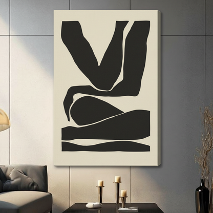 Minimalist Abstract Figure Black Canvas Art Wall Art