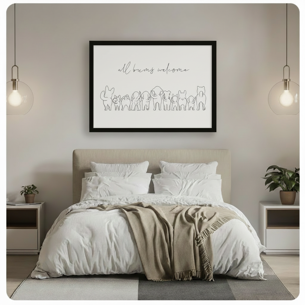 All Bums Welcome Funny Animals Line Art Canvas