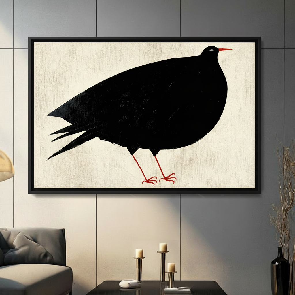 Minimalist Black Bird Canvas Wall Art