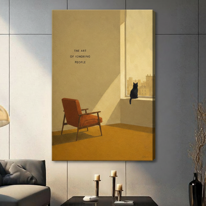 The Art of Ignoring People Cat Canvas Wall Art