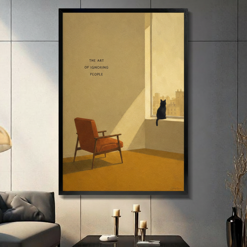 The Art of Ignoring People Cat Canvas Wall Art