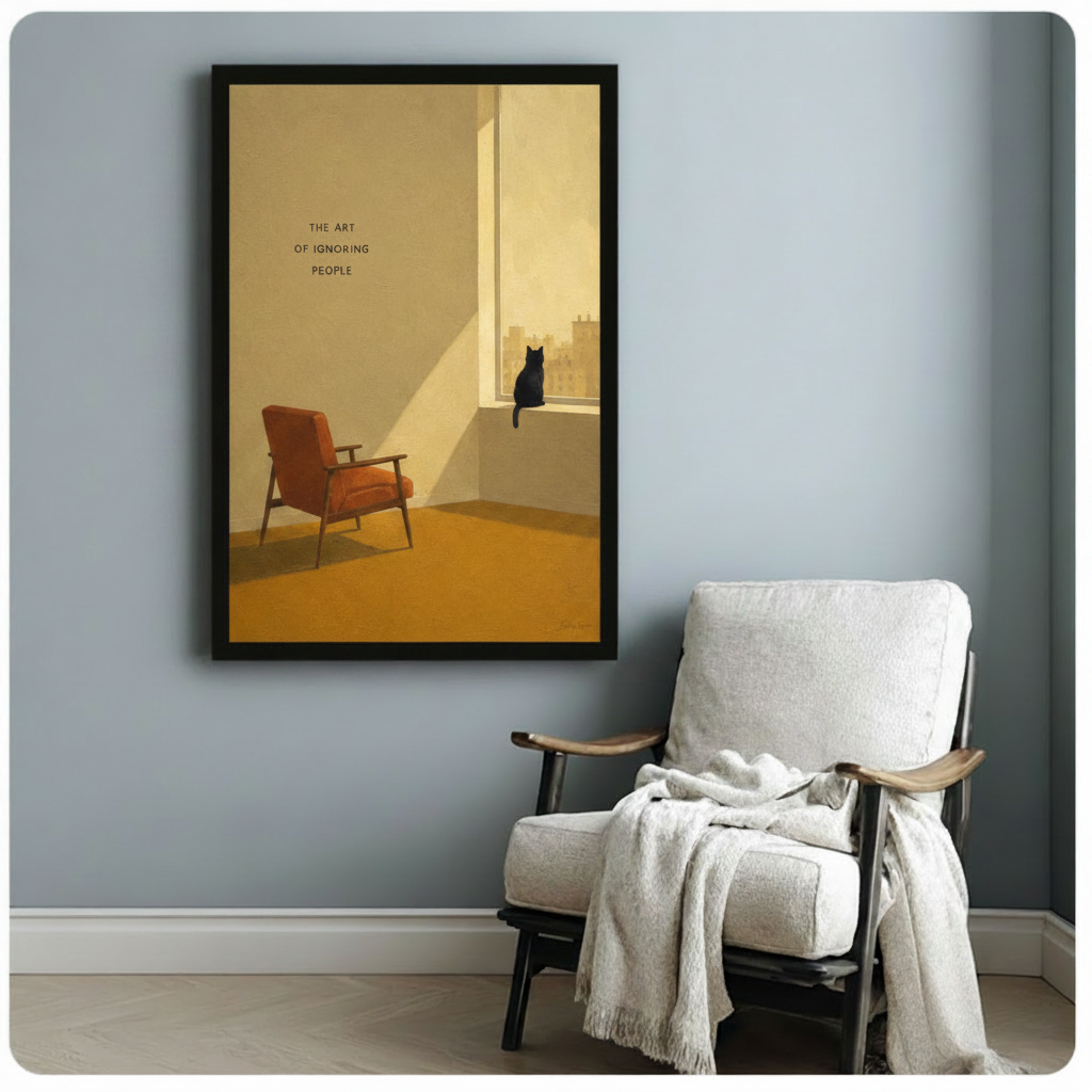 The Art of Ignoring People Cat Canvas Wall Art