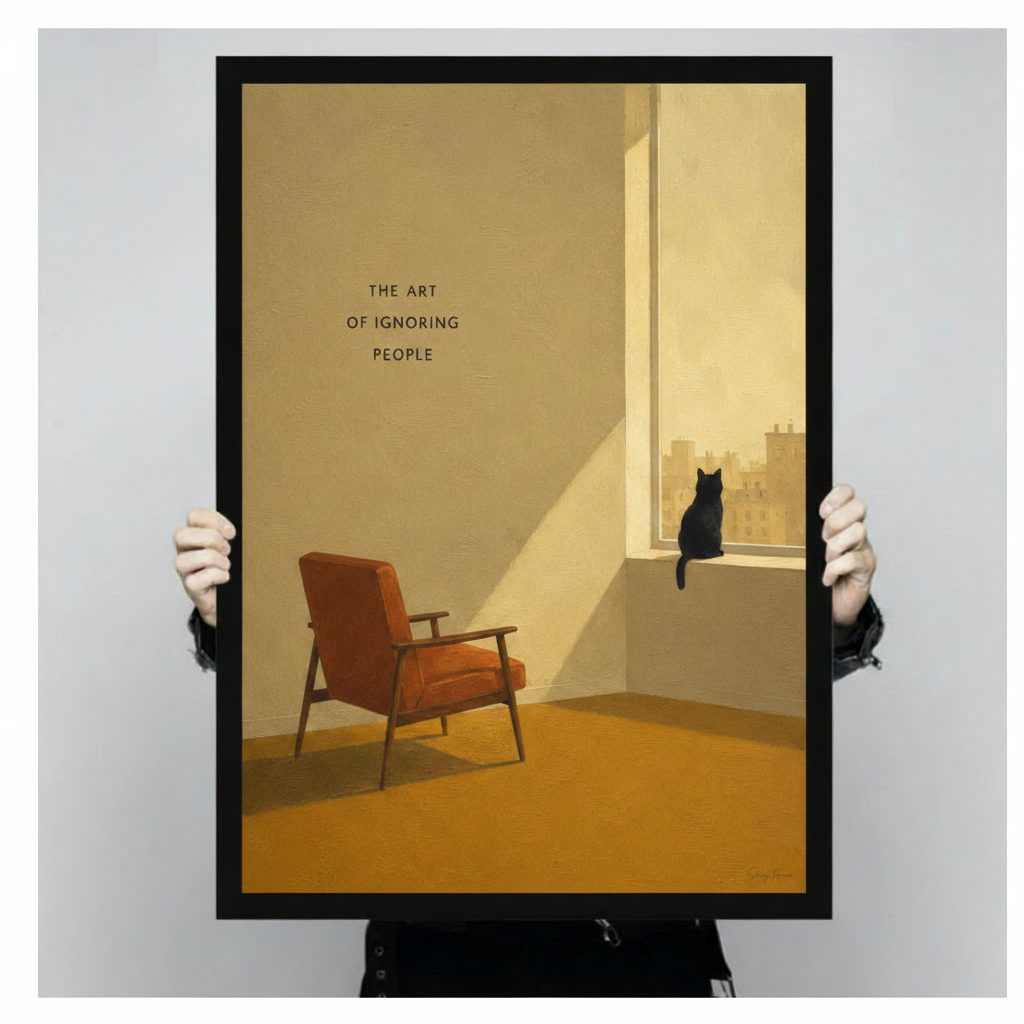 The Art of Ignoring People Cat Canvas Wall Art