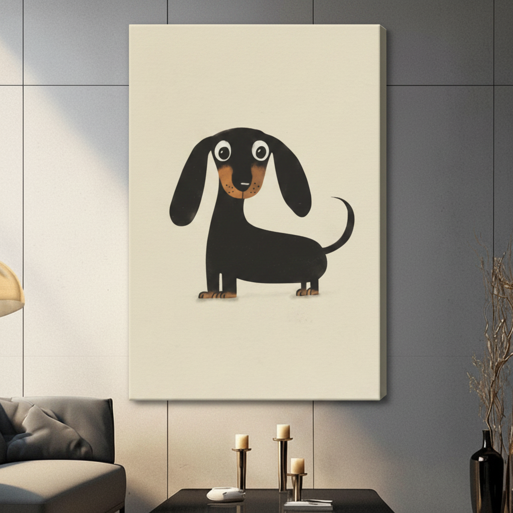 Cute Dachshund Minimalist Canvas Wall Art
