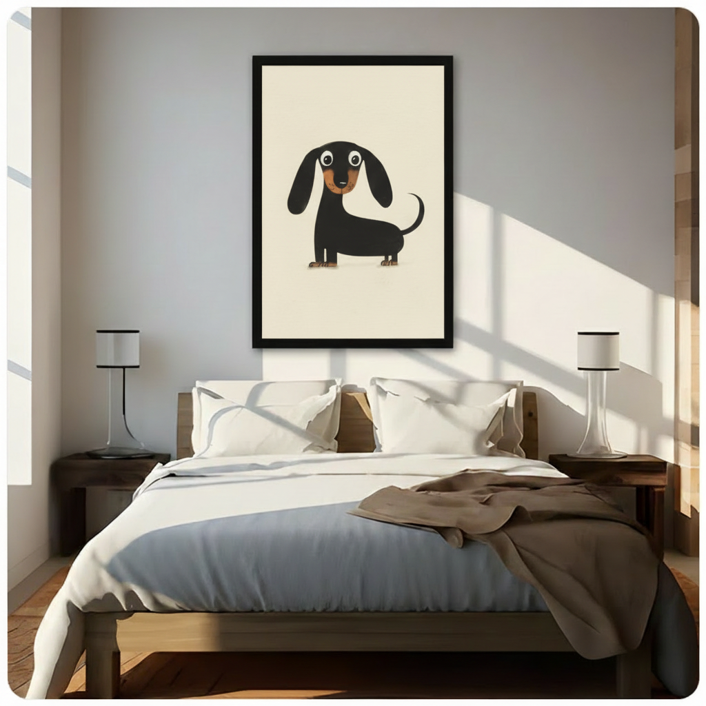 Cute Dachshund Minimalist Canvas Wall Art