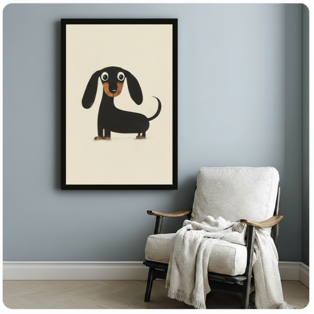Cute Dachshund Minimalist Canvas Wall Art