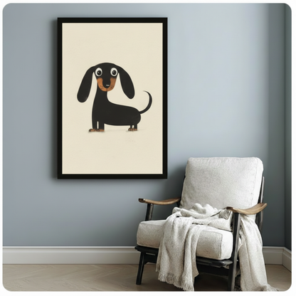 Cute Dachshund Minimalist Canvas Wall Art