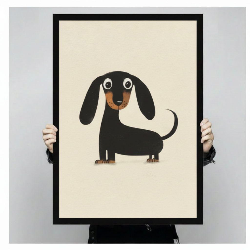 Cute Dachshund Minimalist Canvas Wall Art