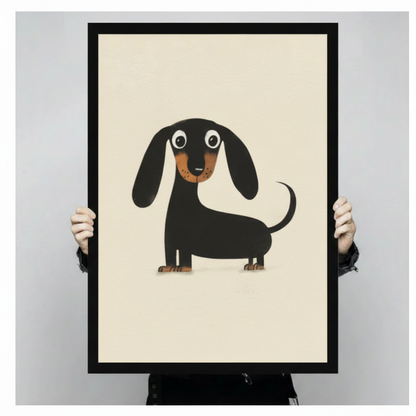 Cute Dachshund Minimalist Canvas Wall Art
