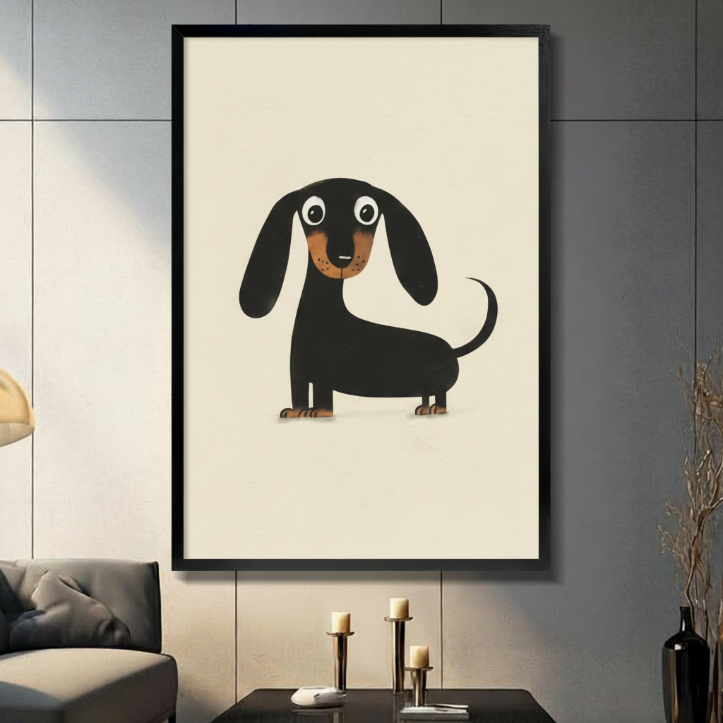 Cute Dachshund Minimalist Canvas Wall Art
