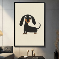 Cute Dachshund Minimalist Canvas Wall Art