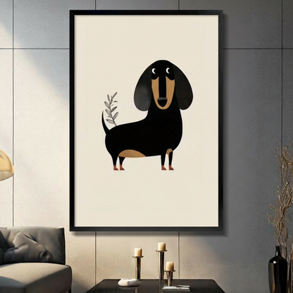 Minimalist Dachshund Botanical Canvas Wall Art