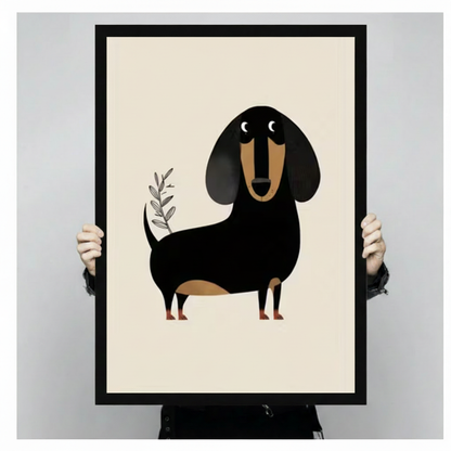 Minimalist Dachshund Botanical Canvas Wall Art