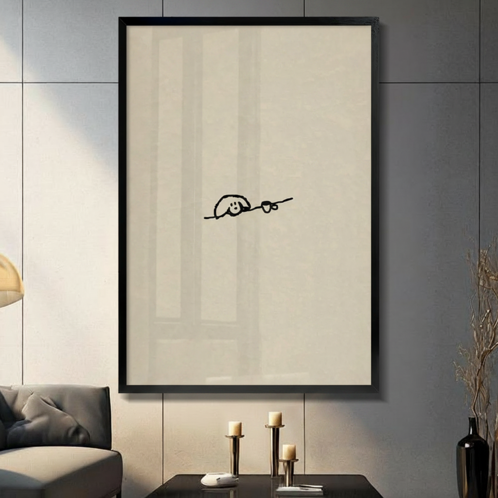 Minimalist Line Art Dog Canvas Wall Print Wall Art