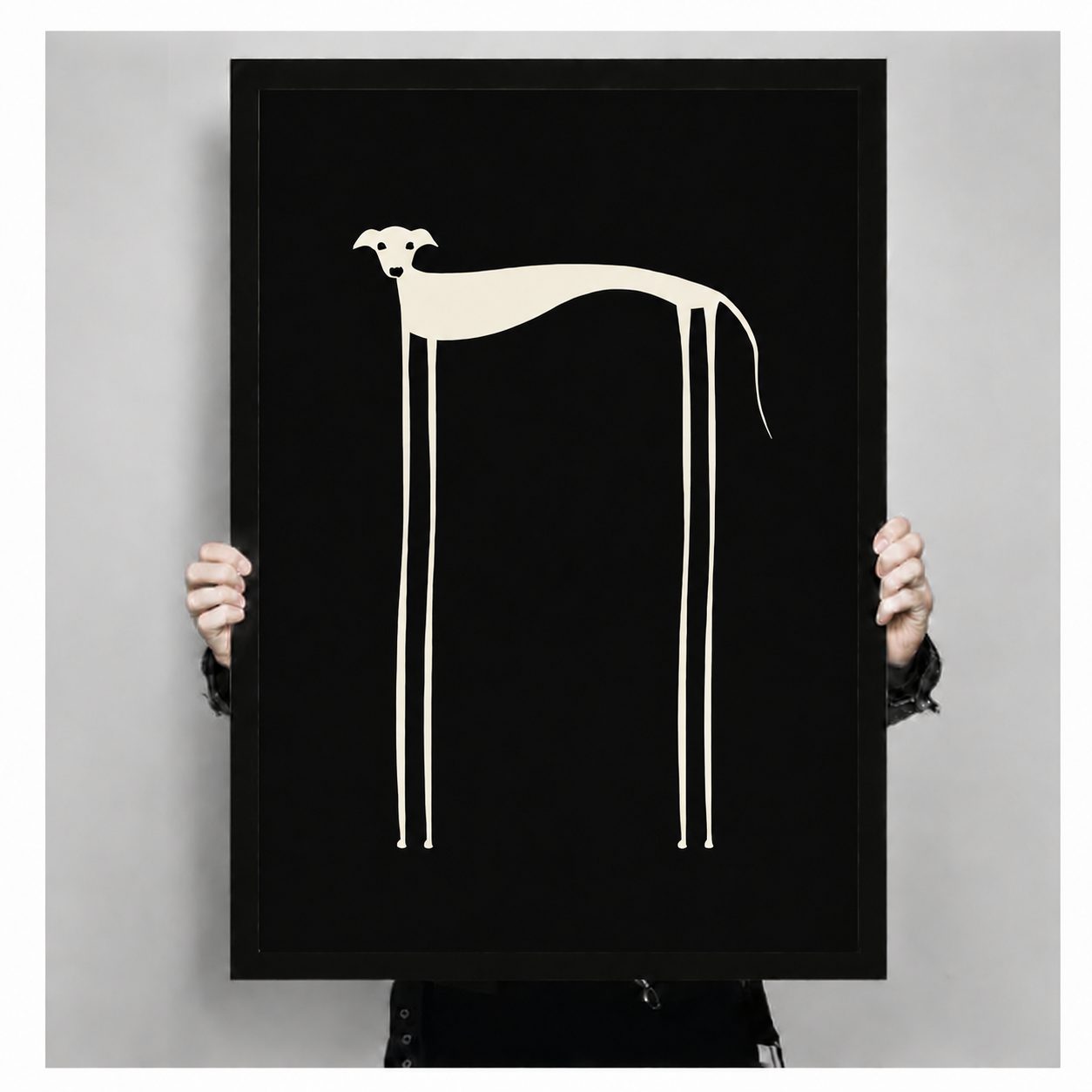 Minimalist Greyhound Wall Art Black Canvas Print