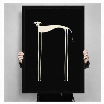 Minimalist Greyhound Wall Art Black Canvas Print