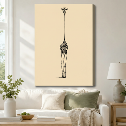 Minimalist Giraffe Line Canvas Wall Art