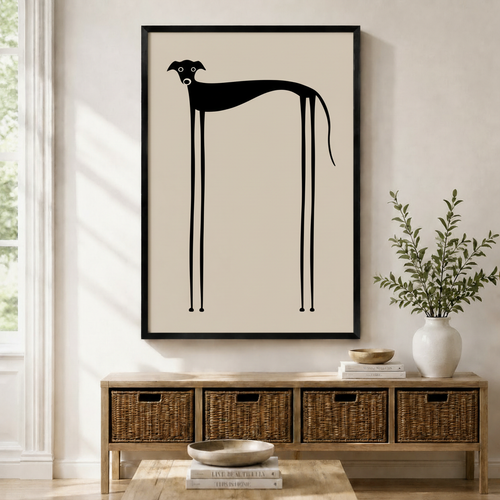 Minimalist Greyhound Silhouette Canvas Wall Art