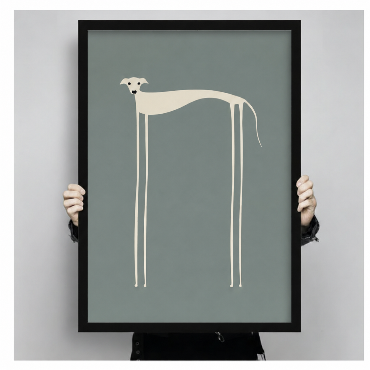 Minimalist Greyhound Dog Framed Canvas Art Print