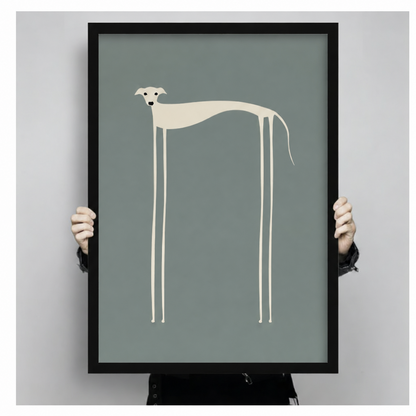 Minimalist Greyhound Dog Framed Canvas Art Print