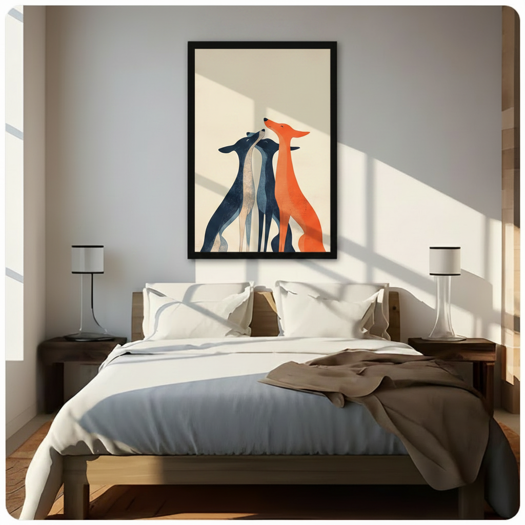 Minimalist Greyhound Trio Canvas Wall Art