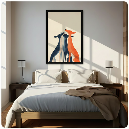 Minimalist Greyhound Trio Canvas Wall Art