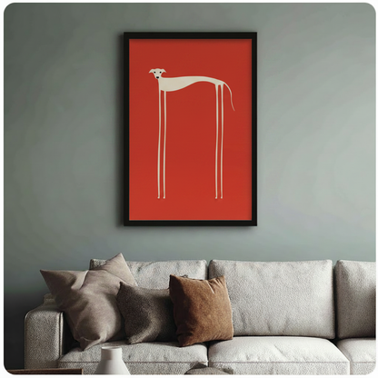 Minimalist Greyhound Red Bold Canvas Wall Art