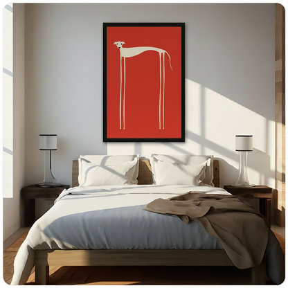 Minimalist Greyhound Red Bold Canvas Wall Art