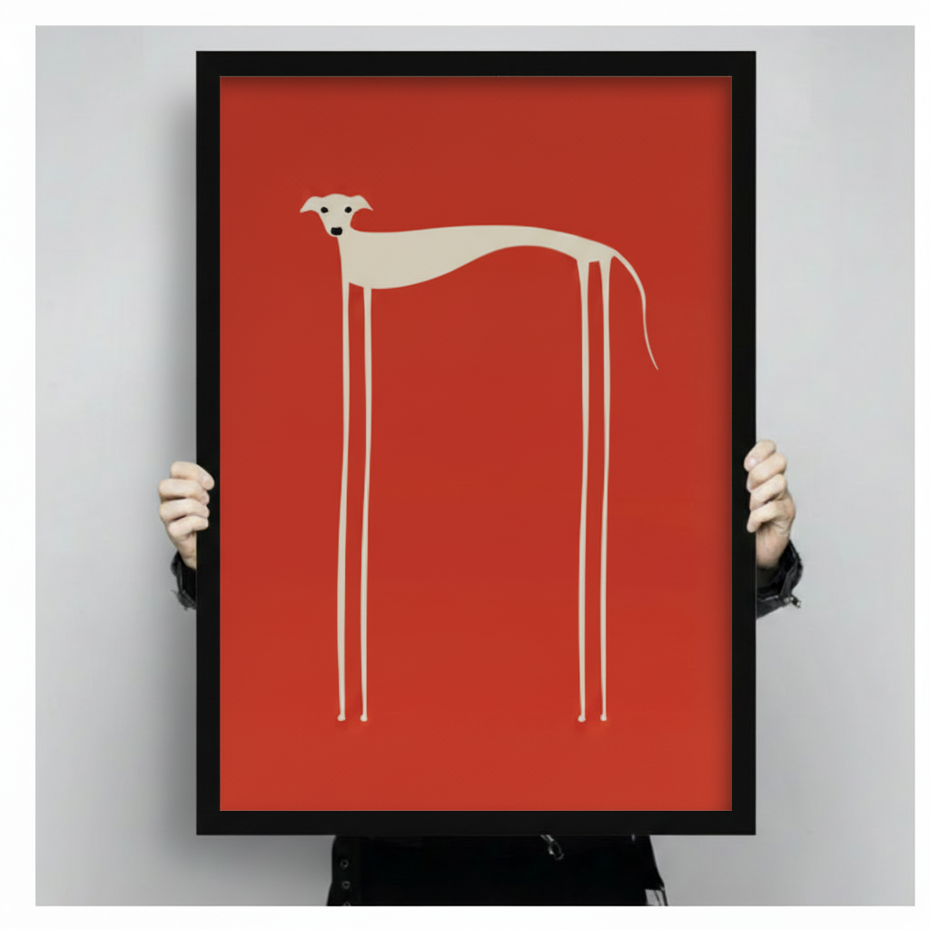 Minimalist Greyhound Red Bold Canvas Wall Art