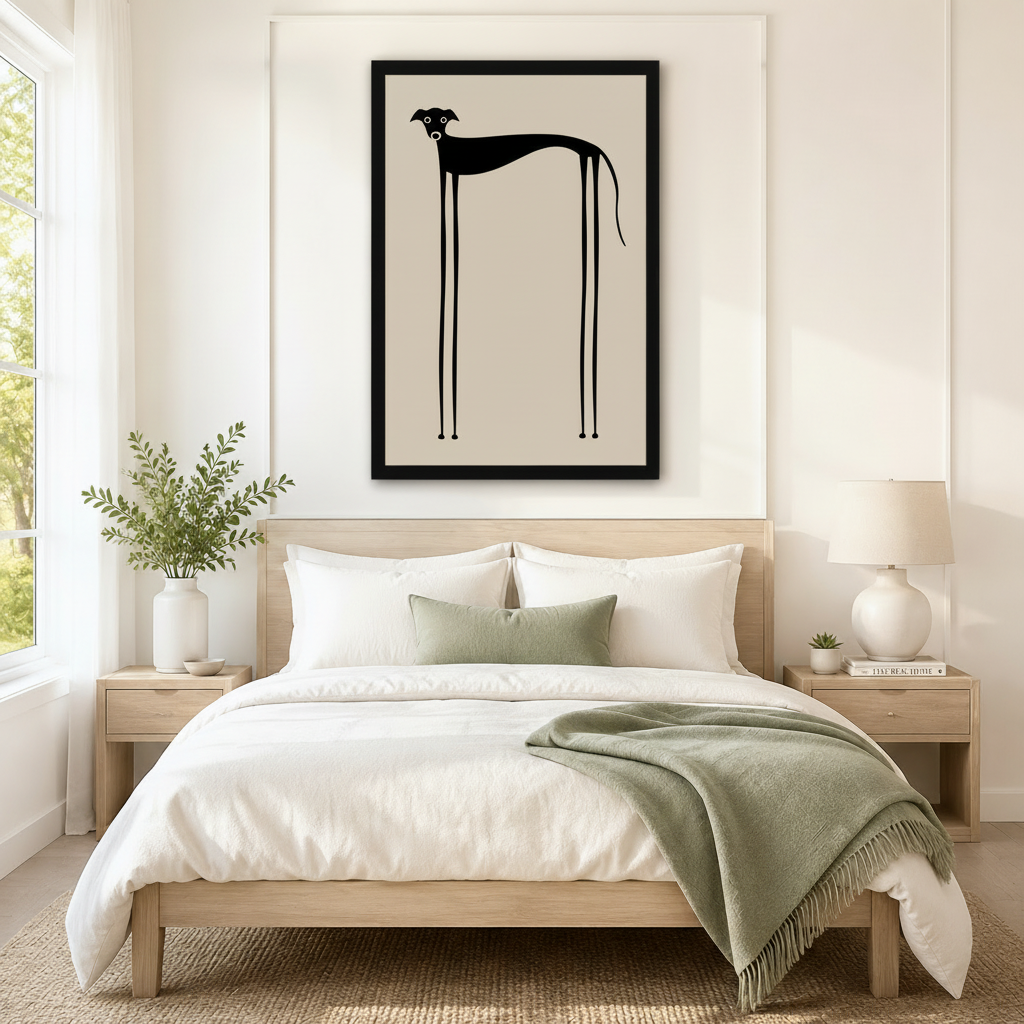 Minimalist Greyhound Silhouette Canvas Wall Art