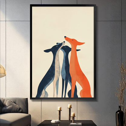 Minimalist Greyhound Trio Canvas Wall Art