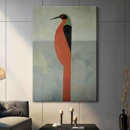 Geometric Heron Bird Minimalist Canvas Wall Art