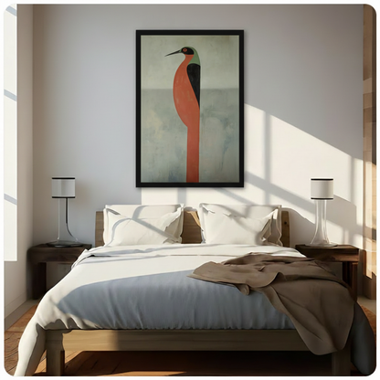 Geometric Heron Bird Minimalist Canvas Wall Art