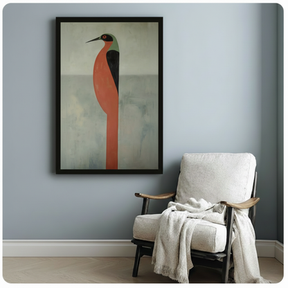 Geometric Heron Bird Minimalist Canvas Wall Art