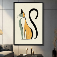 Minimalist Line Art Cat Canvas Wall Art