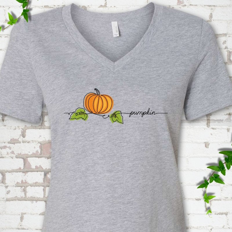 Minimalist Pumpkin V-Neck T-Shirt