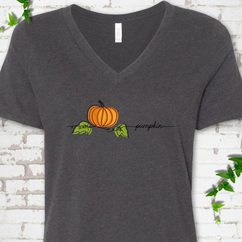 Minimalist Pumpkin V-Neck T-Shirt